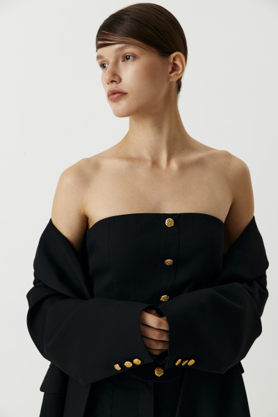 Топ-корсет с декоративными пуговицами (черный) (XS) 