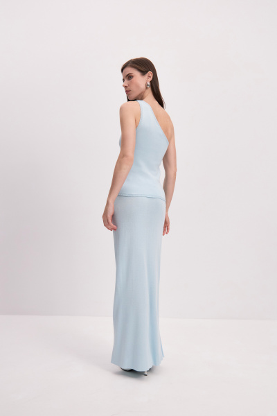 Топ вязаный на одно плечо (голубой) (L) 