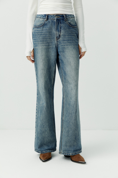 Джинсы с высокой посадкой/Denim pants with high waist (30/XL, пыльно-синий/dusty blue)