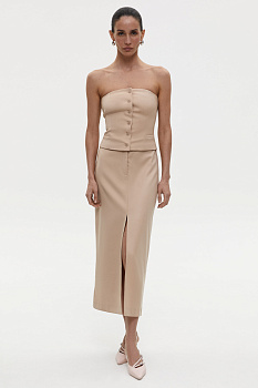 Юбка из костюмной ткани с разрезом спереди