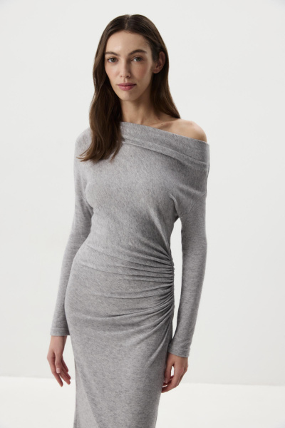 Платье с драпировкой из мягкого трикотажа (Серый) (M) 