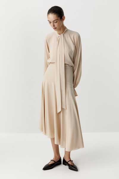 Юбка в стиле бохо из шифона (Светло-бежевый) (XS) 