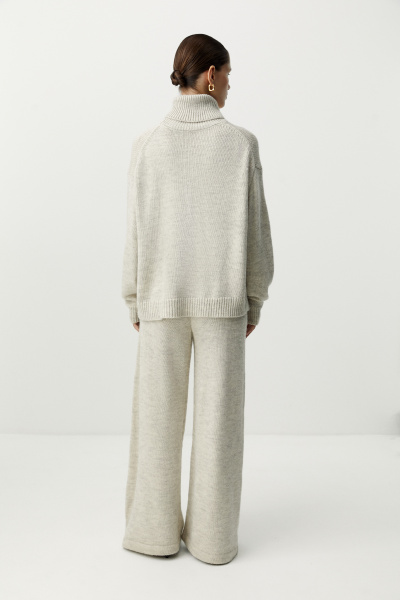 Свитер с высоким воротником базовый (светло-бежевый меланж) (M/L) 