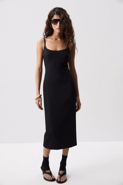 Платье макси на бретелях (Черный) (S) 