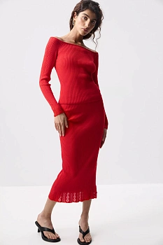 Юбка с ажурным рисунком (Красный)