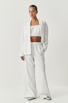 Брюки полоска с гульфиком (белый)