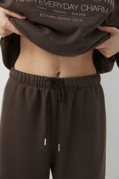 Брюки джоггеры из футера (коричневый) (M) 