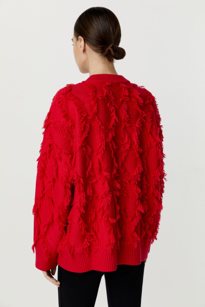 Джемпер с орнаментом из бахромы (алый) (M/L)