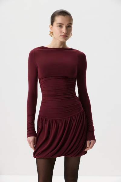 Платье с юбкой-баллон (Винный) (M) 
