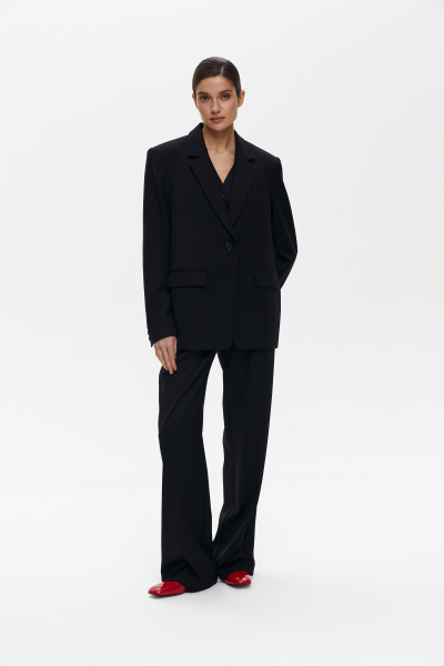 Пиджак оверсайз на одну пуговицу (XS/S, черный)