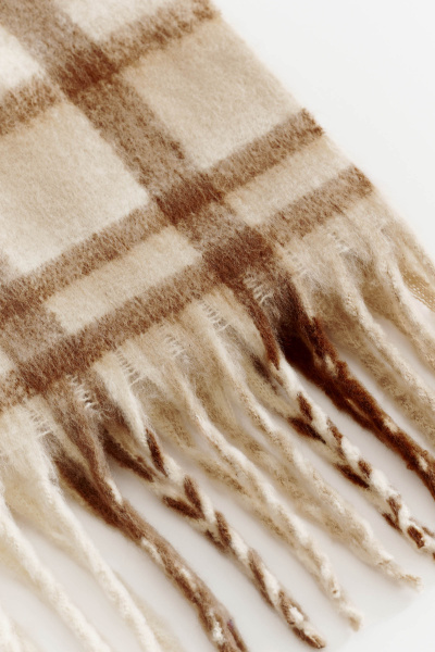 Шарф объемный в клетку (бежевый) (one size) 