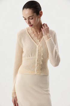 Кардиган с кружевом (Кремовый)