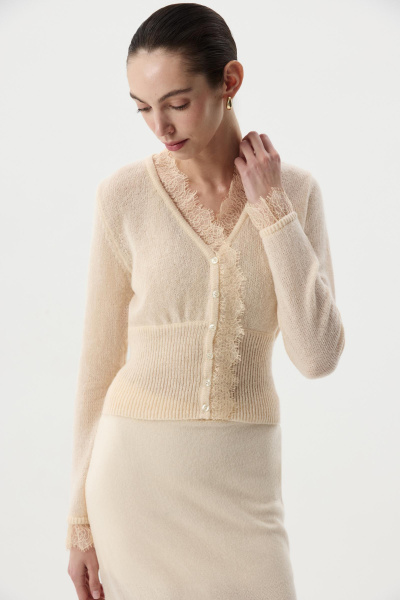 Кардиган с кружевом (Кремовый) (M) 