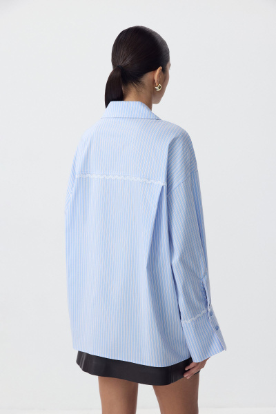 Рубашка в полоску с кружевной отделкой (голубой) (M/L) 