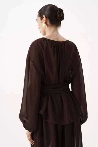 Блуза с поясом из шифона (шоколадный) (M/L) 
