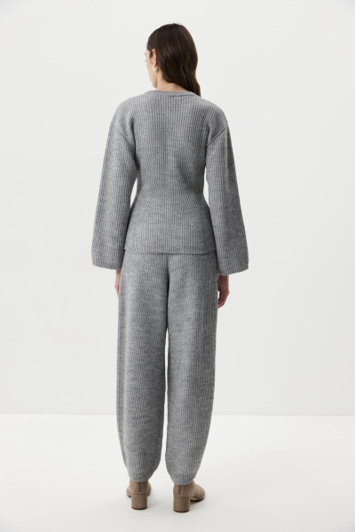 Брюки O-силуэта с шерстью (серый меланж) (one size) 