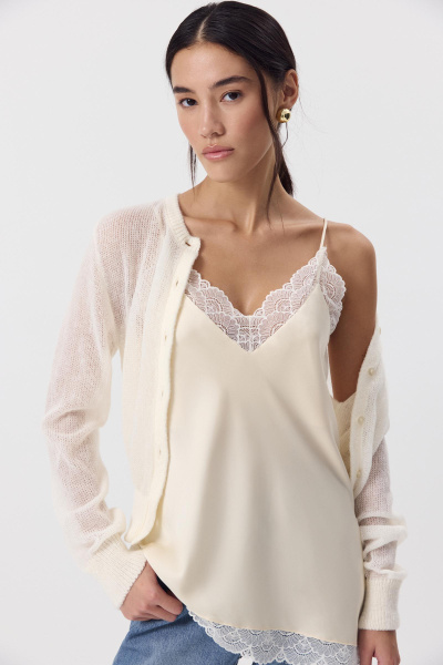 Топ с кружевом (Ванильный) (M) 