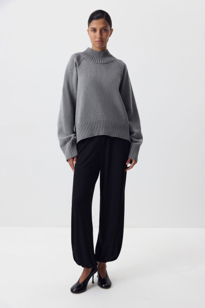 Свитер с широкой стойкой из хлопка (серый) (M/L) 