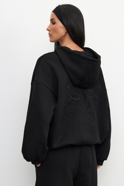Худи оверсайз с рельефными швами (one size, черный) 