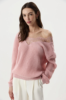Джемпер с кружевом (Розовый)