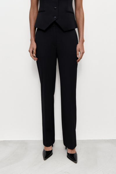 Брюки прямые на средней посадке (XS, черный)