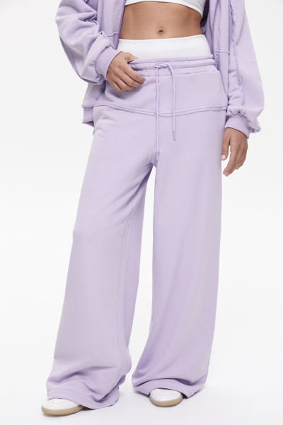 Широкие брюки с необработанными швами (M, лавандовый)