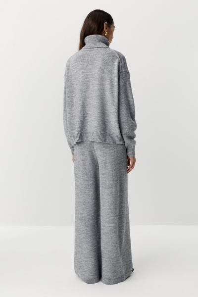 Свитер с высоким воротником базовый (серый меланж) (M/L) 