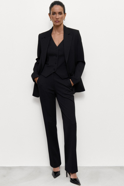 Брюки прямые на средней посадке (XS, черный)