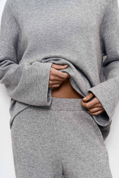 Брюки широкие из теплого трикотажа (XS/S, серый) 