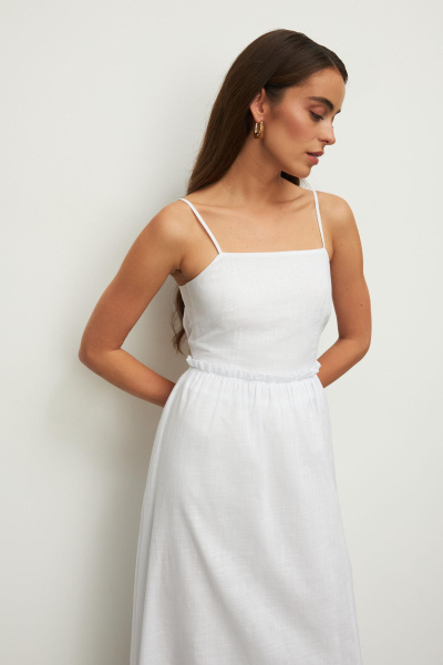 Платье макси из фактурного хлопка (XS, молочный)