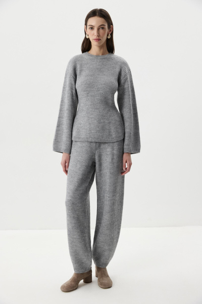 Джемпер приталенный с шерстью (серый меланж) (M/L) 