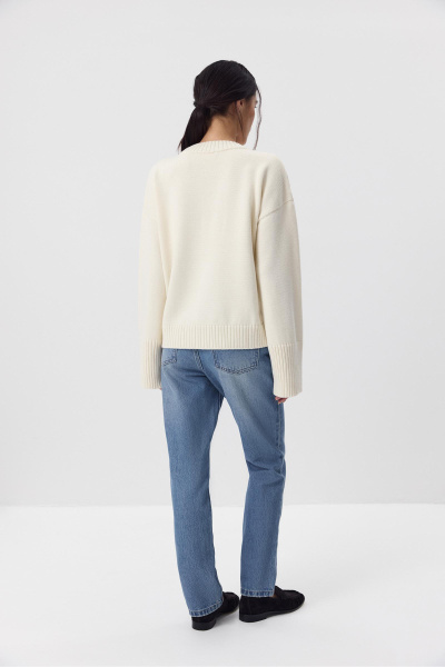 Джемпер из мериносовой шерсти с круглым вырезом (Ванильный) (one size) 
