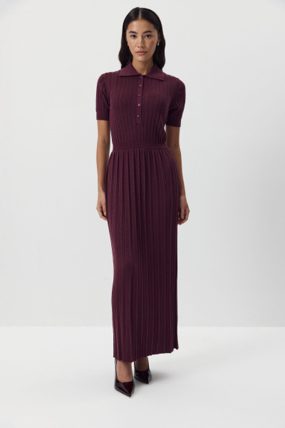 Платье-поло с шерстью (сливовый) (M) 