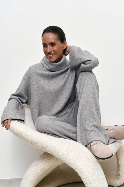 Джемпер из теплого трикотажа (XS/S, серый) 