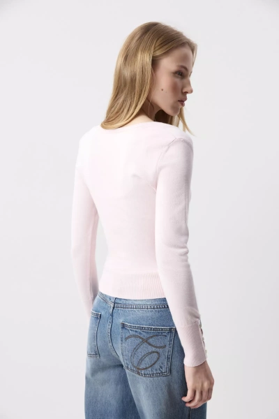 Лонгслив облегающий с пуговицами (Розовый) (L) 