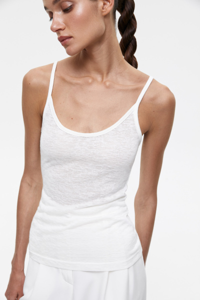 Топ из полупрозрачного трикотажа (L, молочный) 2207