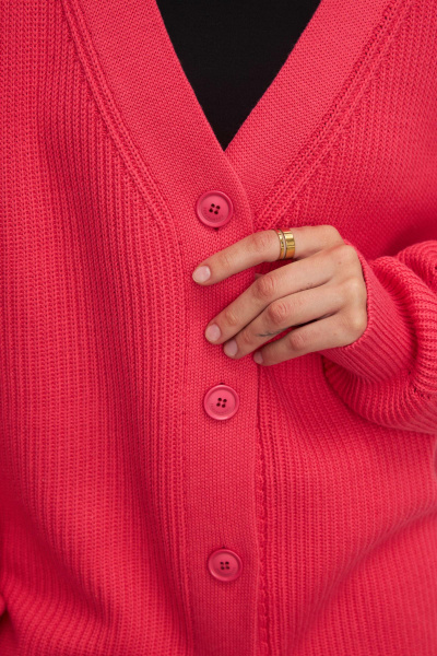 Кардиган удлиненный из хлопка (one size, фуксия)