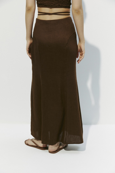 Юбка годе с рельефами  (коричневый) (L) 