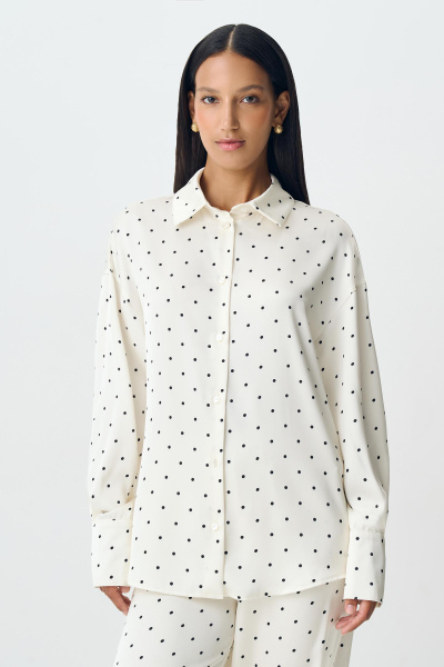 Блузка из сатина в горох (ванильный) (M) 
