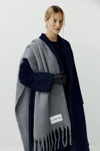 Шарф объемный с бахромой (серый) (one size) 