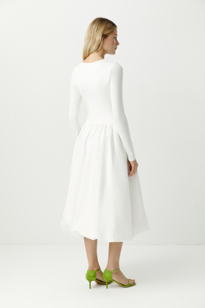 Платье-баллон с длинным рукавом (молочный) (M)