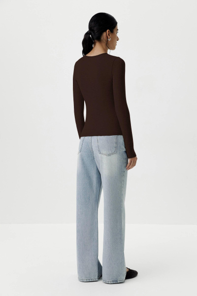 Лонгслив базовый из вискозы (коричневый) (M) 