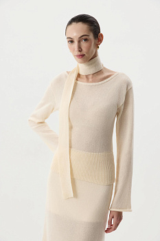Лонгслив с шарфом (Кремовый)