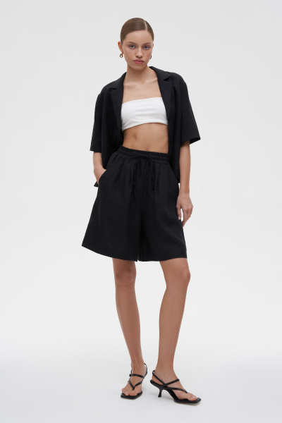 Шорты на резинке изо льна (M/L, черный) 2159