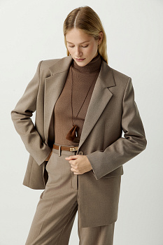 Пиджак из костюмной ткани (светло-коричневый меланж)
