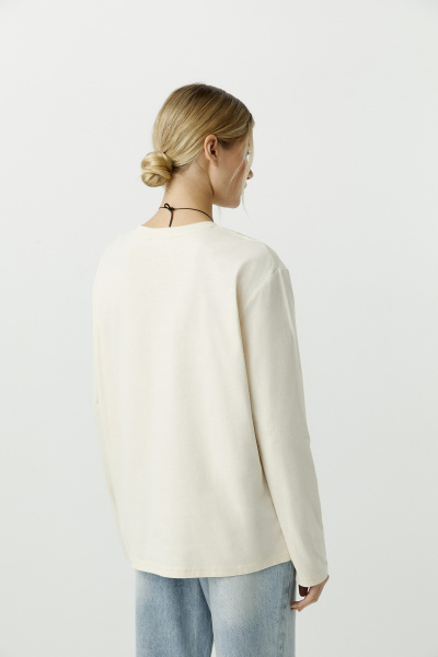 Лонгслив базовый из хлопка (кремовый) (L) 