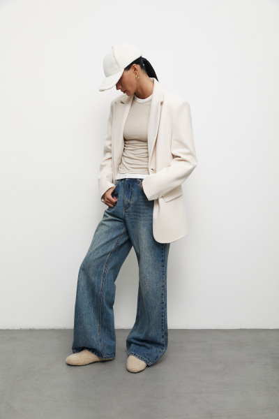 Пиджак из пальтовой ткани (M/L, кремовый) 2177