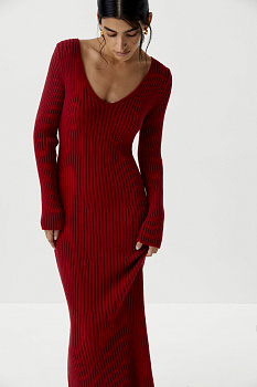 Платье миди вязаное (винный)