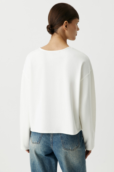 Лонгслив укороченный с цветочным принтом (белый) (XS) 