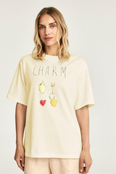 Футболка с принтом CHARM (сливочный) (one size) 